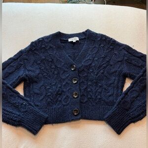& Other Stories Dark Blue Cable Knit Cardigan Size XS